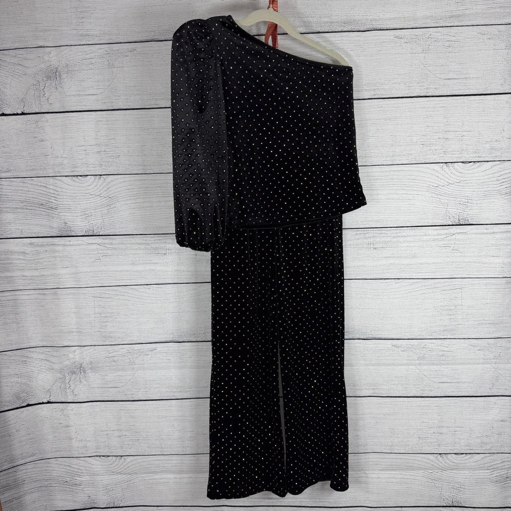 Zara Girl's Black One Shoulder Velvet Sequin Top and Pants Set Sz 7